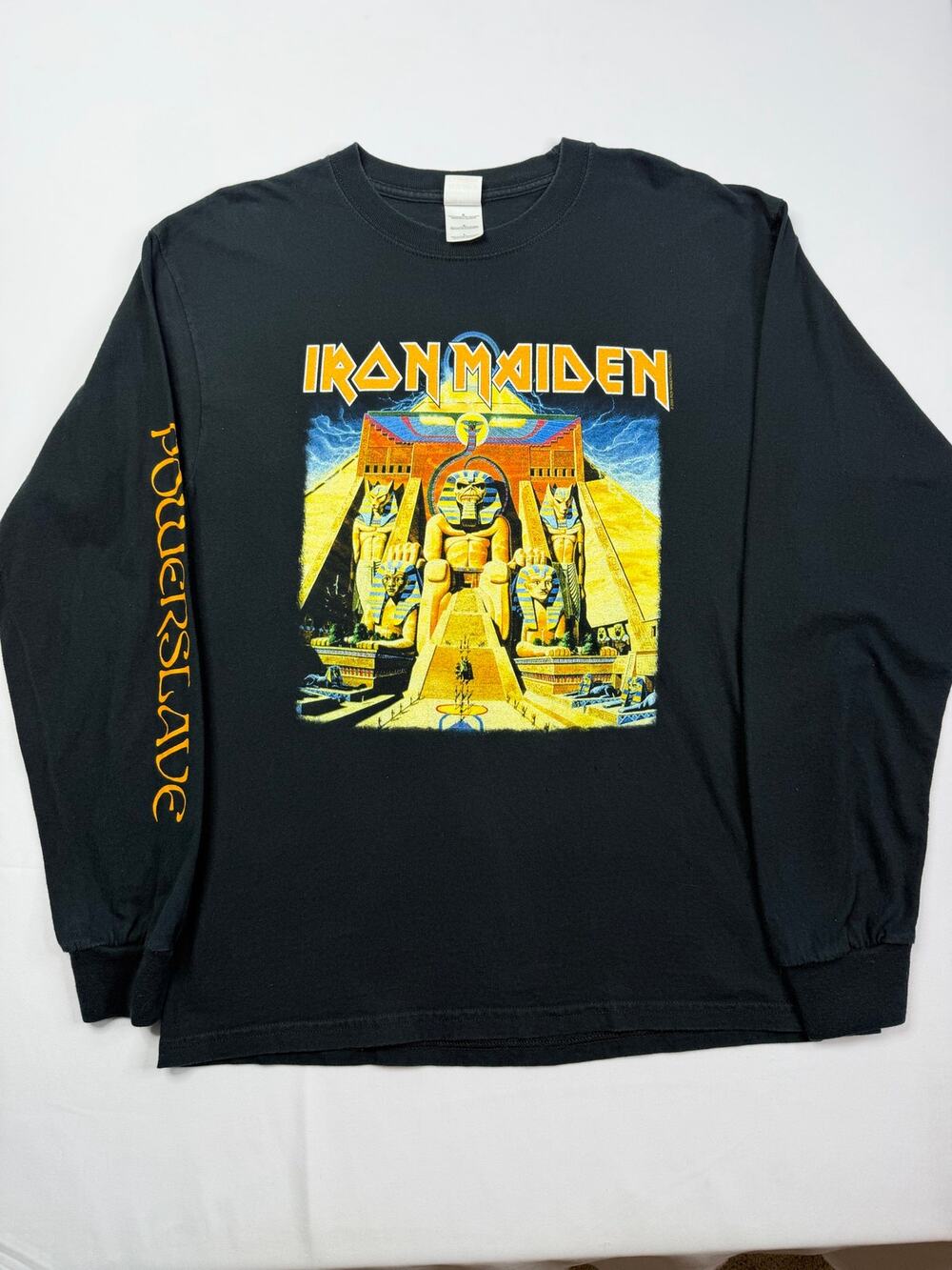 Iron Maiden Powerslave 2004 Long Sleeve Shirt Y2K Heavy Metal Band Tee Black